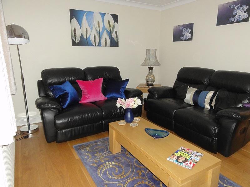 Relax on comfy sofas and browse extensive DVD library. Blu ray player.