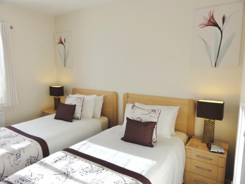 Comfortable divan beds, mirrored wardrobes, dressing table, toys, books and games.